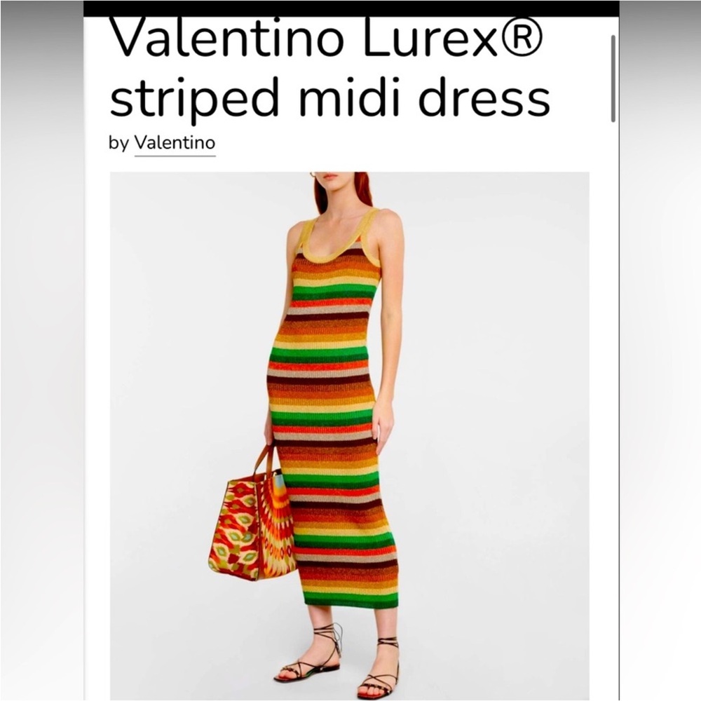 NWT Valentino Multicolor Striped Midi Dress